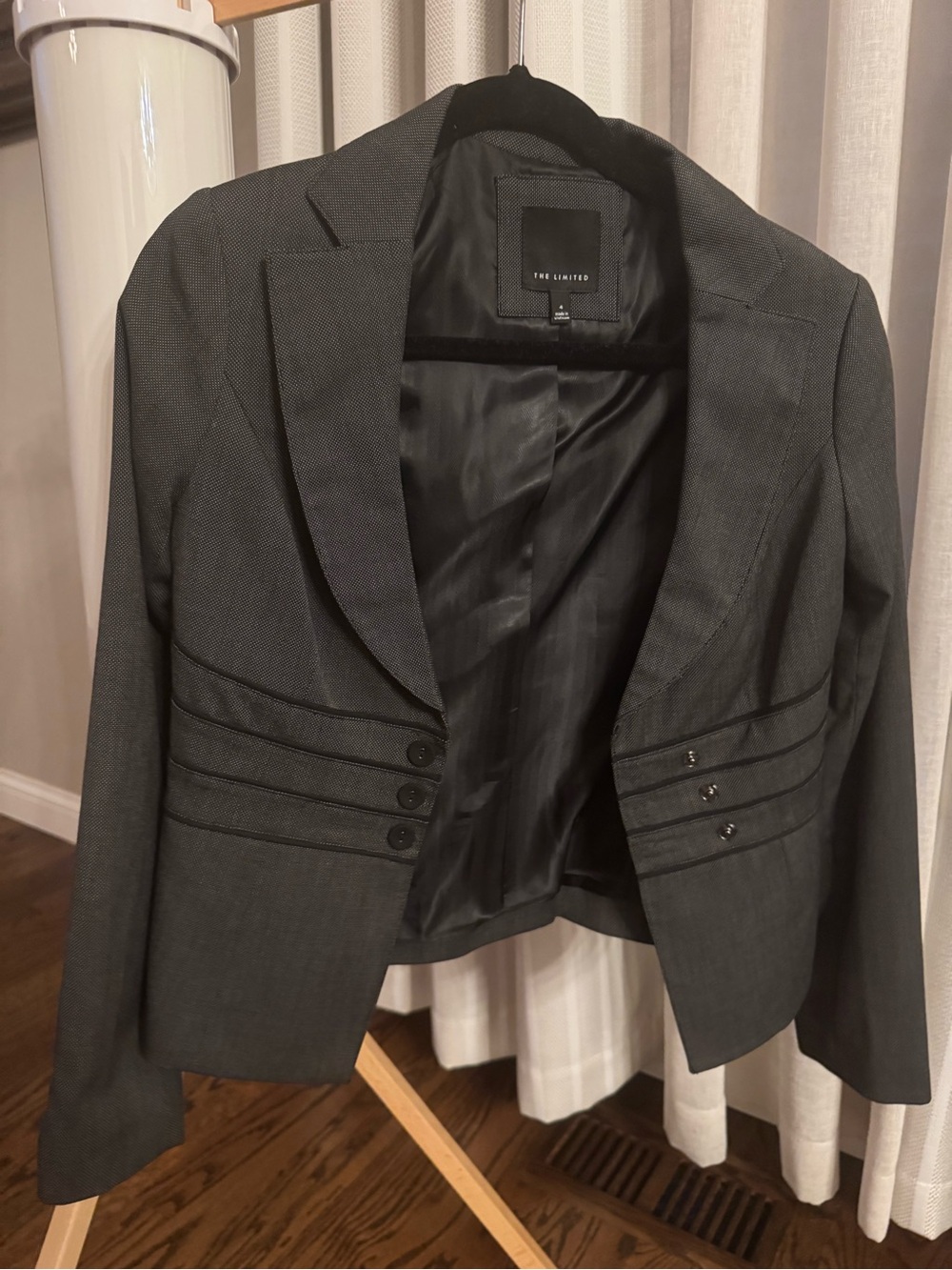 The Limited Women's Charcoal Gray Cropped Blazer